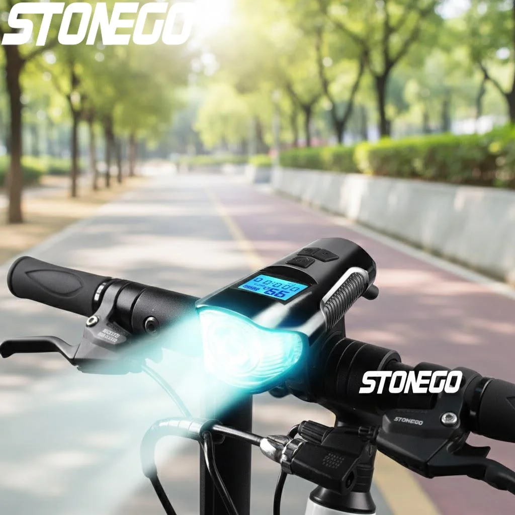 

Rechargeable 350Lumen Waterproof Multifunction Bicycle Headlight Speedometer Odometer Super Bright Cycle Torch