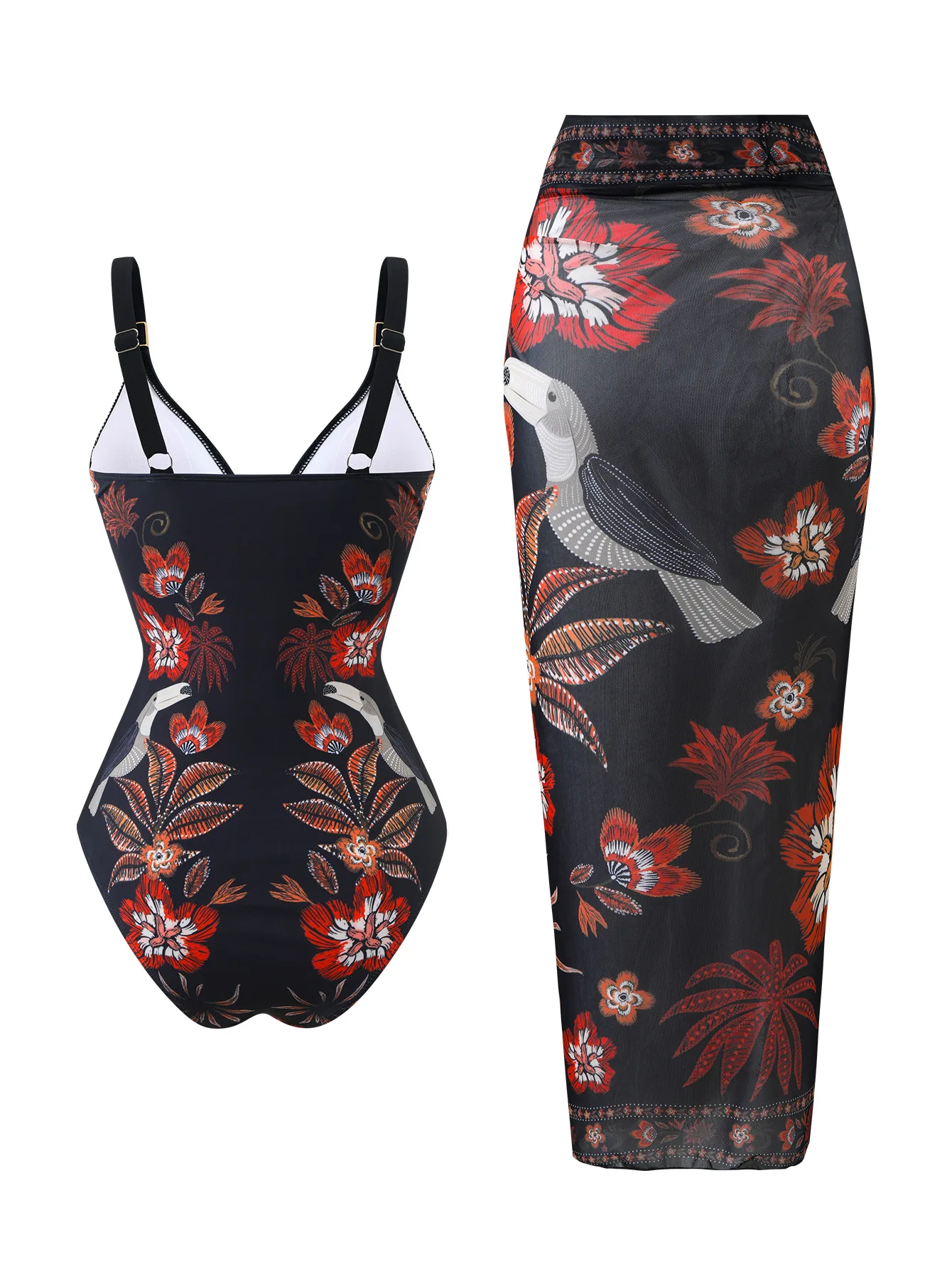 2026 Women‘s Premium One Piece Swimsuit Solid Color Bathing Suit with Tummy Control Ruched Summer Long Skirt Swimsuit Two Piece