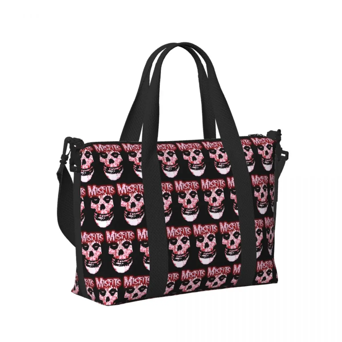 

Custom Misfits Skull Beach Travel Bag Large Capacity Tote Bags for Gym Sport Women Shopping Duffle Shoulder Bag