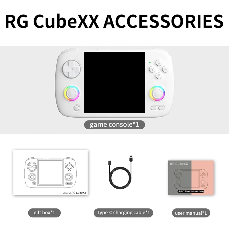 وحدة تحكم ألعاب محمولة باليد RG Cubexx ريترو 32G + 256G عصا تحكم RGB مشغل ألعاب فيديو يدعم اتصال WIFI Bluetooth HD TV