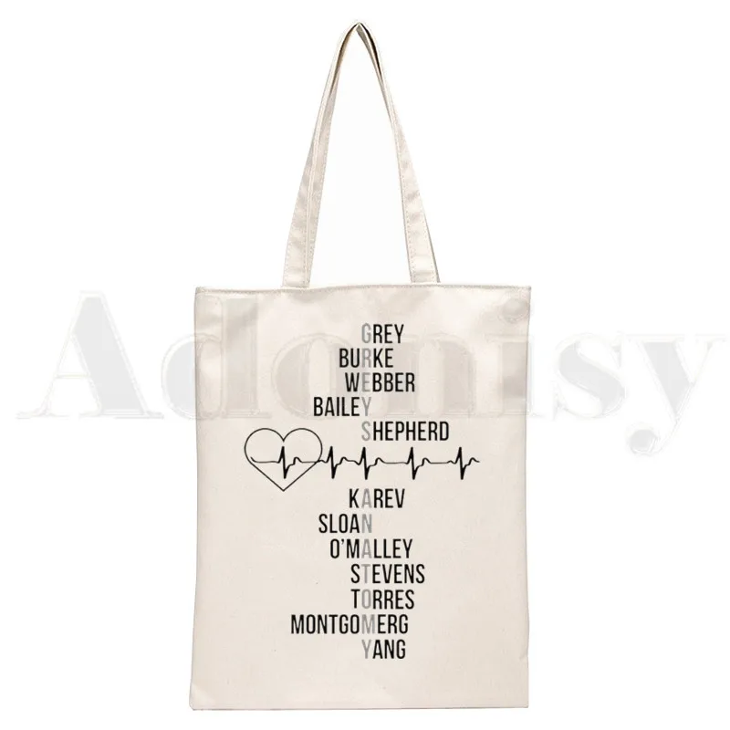 Grey's Anatomia Bolsa de Ombro Canvas, Feminino Engraçado Saco de Compras Ambiental de Grande Capacidade, Cinza Anatomia Você é Minha Pessoa Imprimir