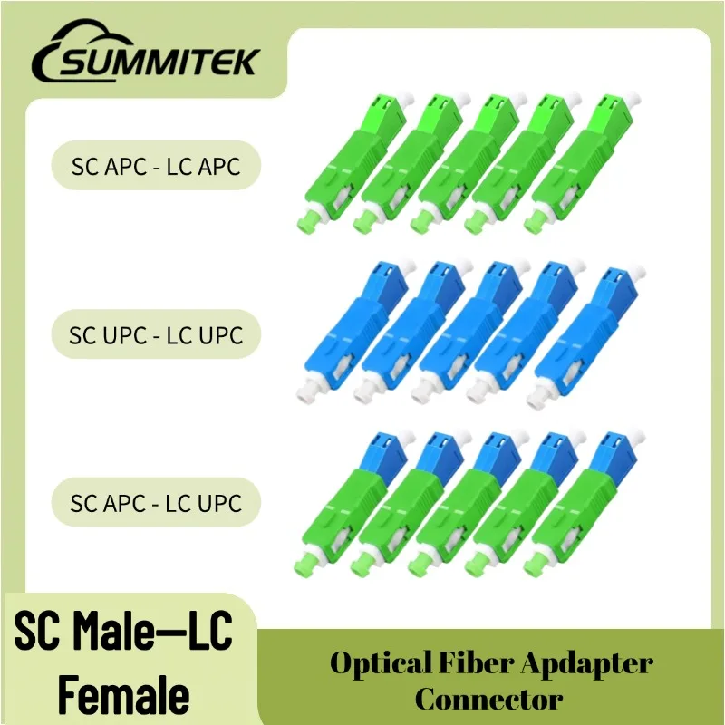 SUMMITEK 1PC 10PCS  SC Male to LC Female Fiber Optic Quick Connector SC APC/UPC to LC APC/UPC Single Mode Optical Adapter