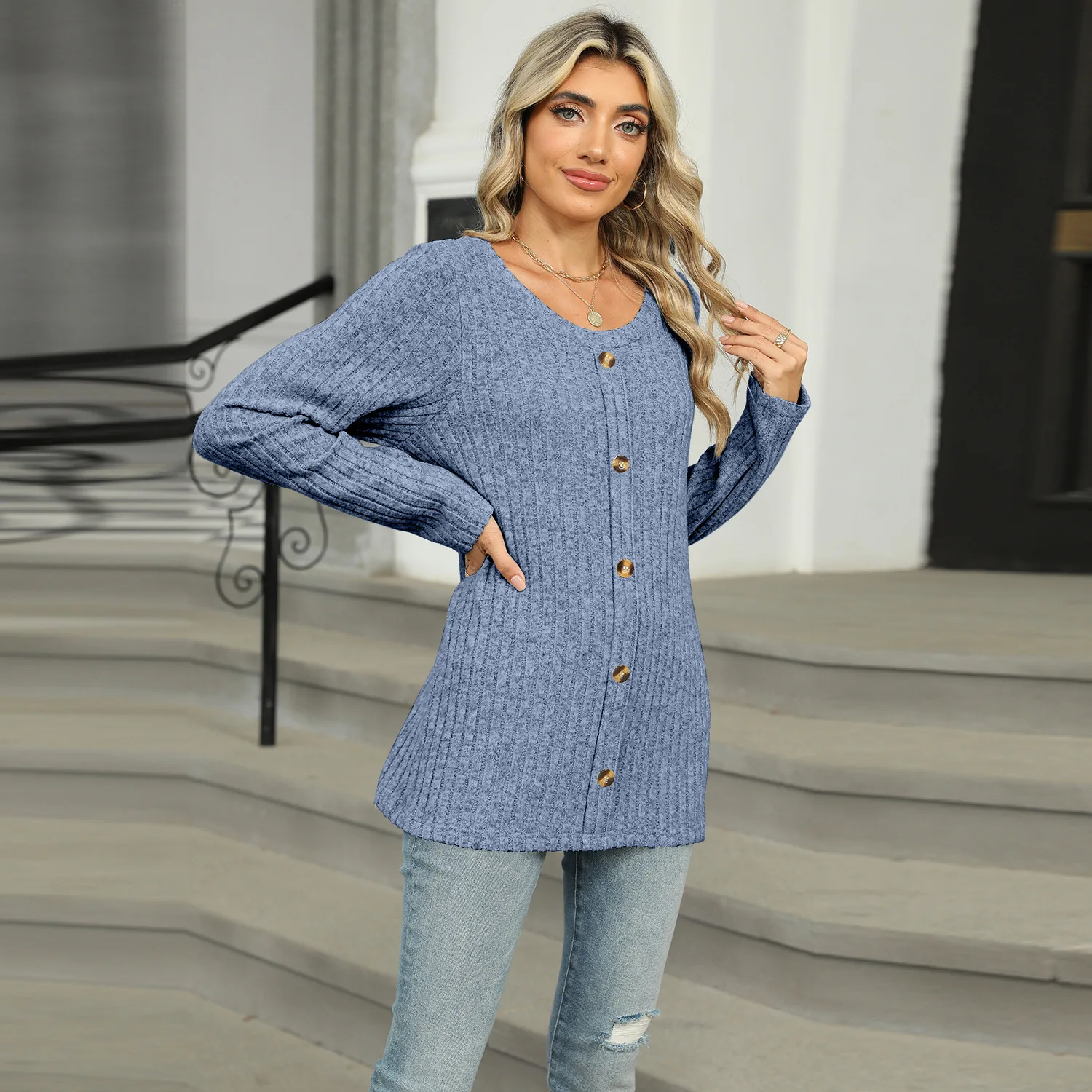 Winter Clothes Woman Minimalist Single Breasted Knit Cardigan Pink Sweater Cozy Tops for Woman