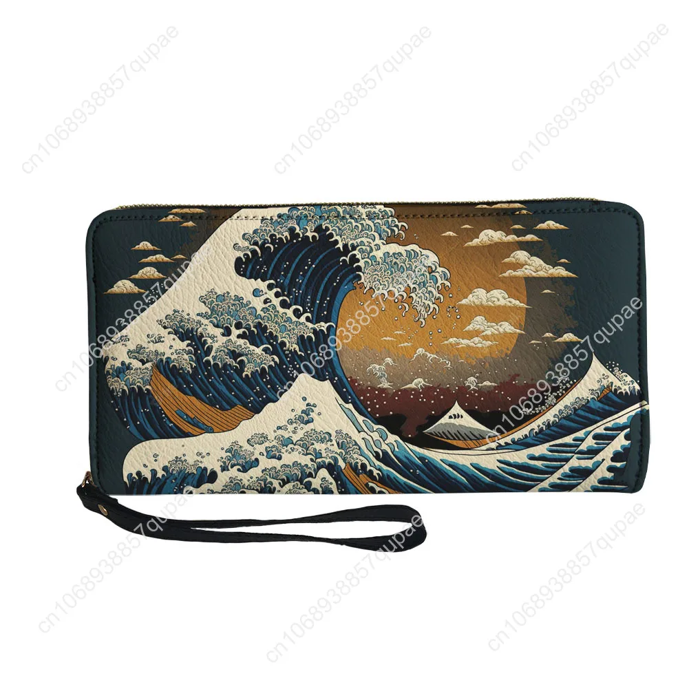 Catzilla Japanese Art Custom Wallet Purse Mens Womens Teenagers Zipper Long Wallets Double Print  Portable Wallet Gift Bag