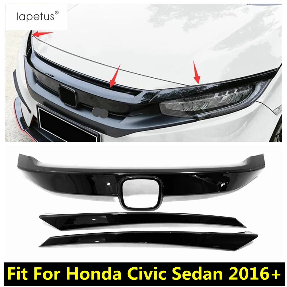 

Car Front Engine Hood Grille Grill Upper Strip Decoration Cover Kit Trim Accessories Exterior For Honda Civic Sedan 2016 - 2019