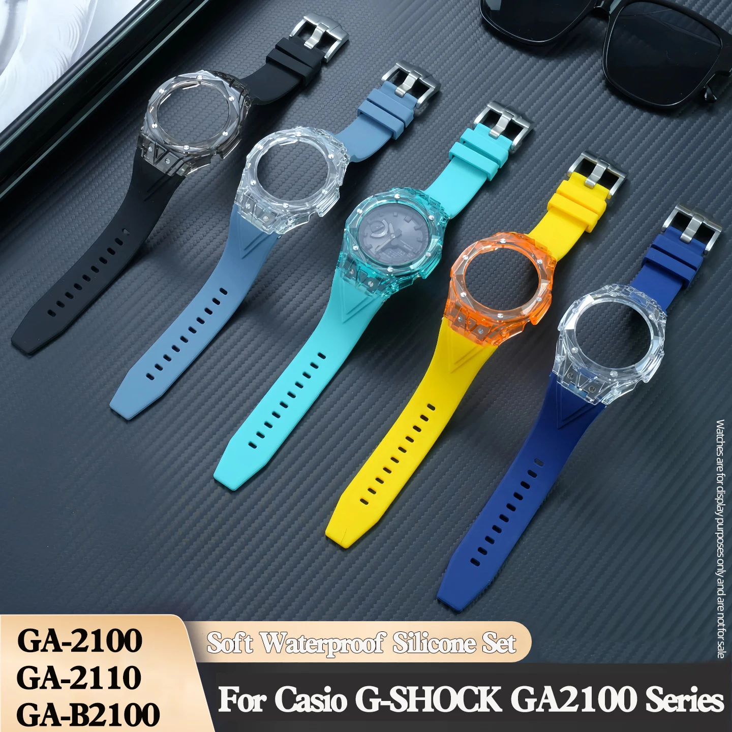 

Прозрачный силиконовый комплект для Casio GA-2100/GA-2110/GA-B2100: модифицированный прозрачный корпус и ремешок в стиле Glacier