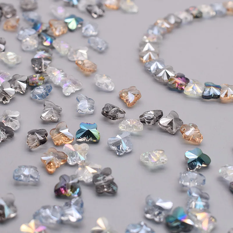 Butterfly Shape Crystal Glass Beads Transparent AB Color Faceted Butterfly Crystal Loose Beads for Jewelry Making DIY