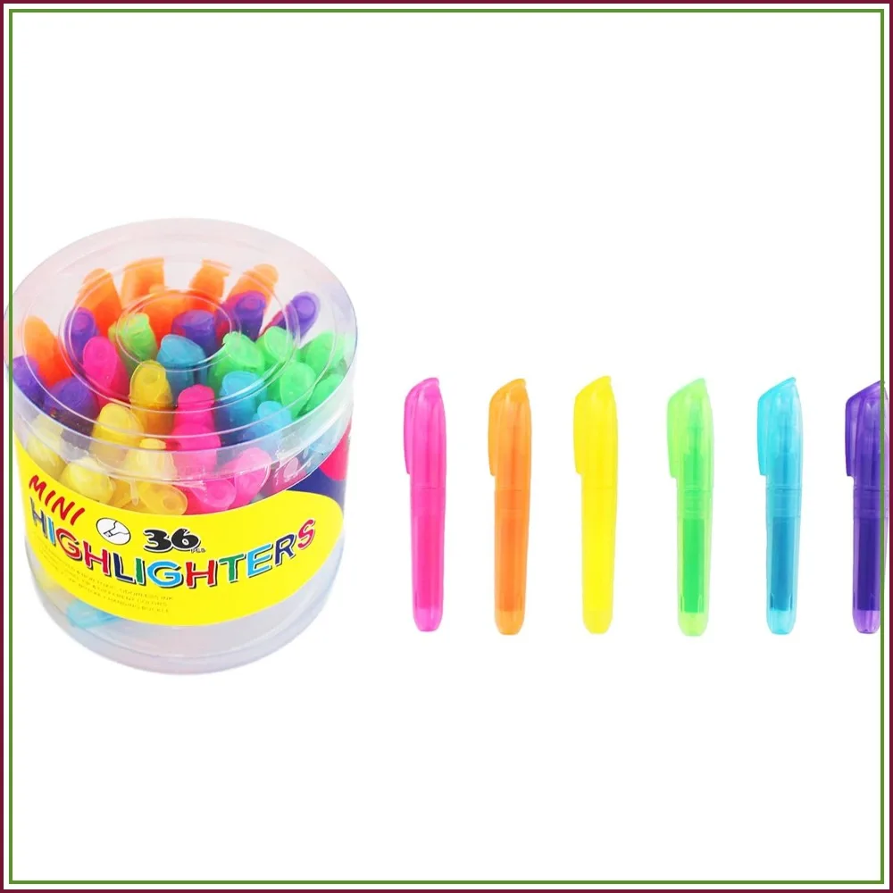 

36-Pcs Mini Highlighters, Chisel Tip, Assorted Colors, 3.5'' Markers