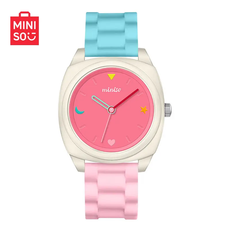 Miniso Checkerboard Student Quartz Watch Dopamine Macaron Color Scheme Trend Versatile