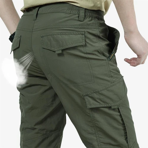 Imagen 2 del producto Pantalones Cargo tácticos de verano para hombre, pantalones ligeros informales impermeables, pantalones casuales resistentes al desgaste, senderismo al aire libre con múltiples bolsillos