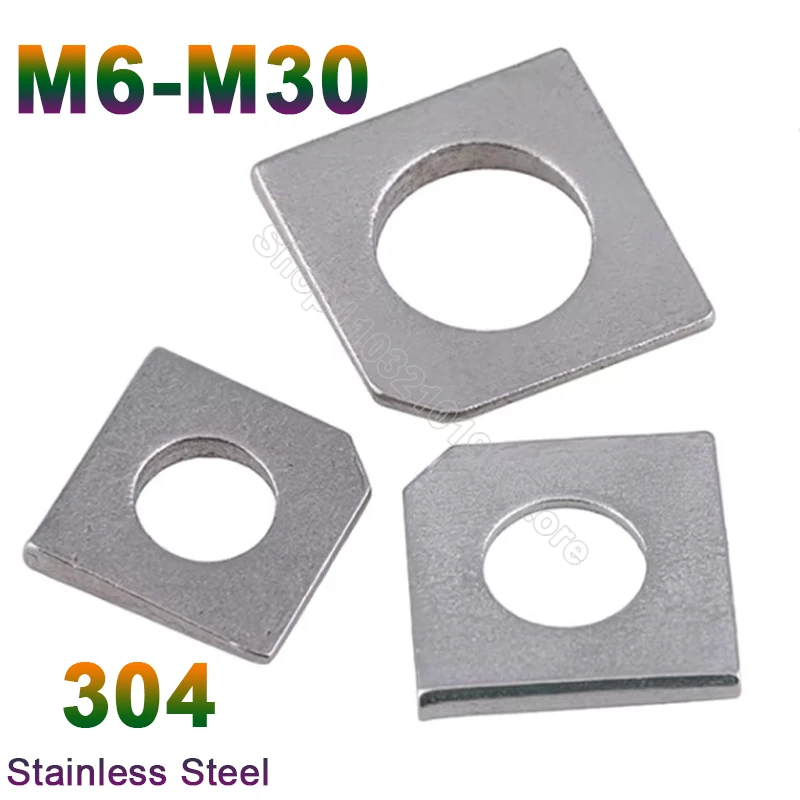 

1-5Pcs M6 M8 M10 M12 M14-M30 Square Bevel Washers 304Stainless Steel Square Oblique Taper Missing Corner Gasket For Slot Section