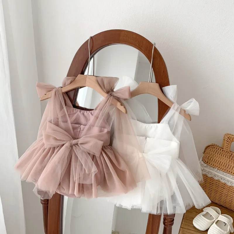 Summer Girl Sleeveless Dress Baby Mesh Princess Dress Infant Hundred Days Photo Dress Newborn Baby Clothes