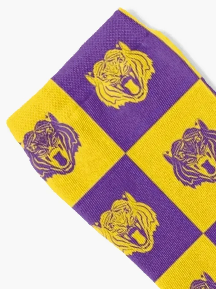 Purple and Gold Nine Tiger Cares Socks Toe sports retro with print hiking Men Socks Luxury Brand Women's