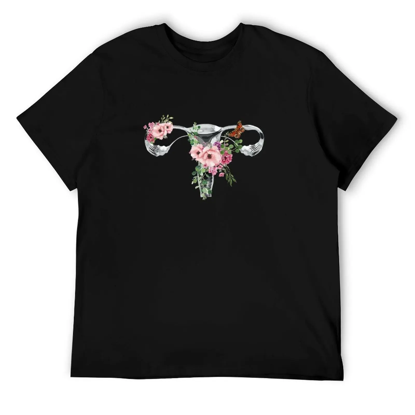 

Uterus Pro choice Feminist pink flower T-Shirt t shirts for man pack cotton man t shirt summer T-Shirt