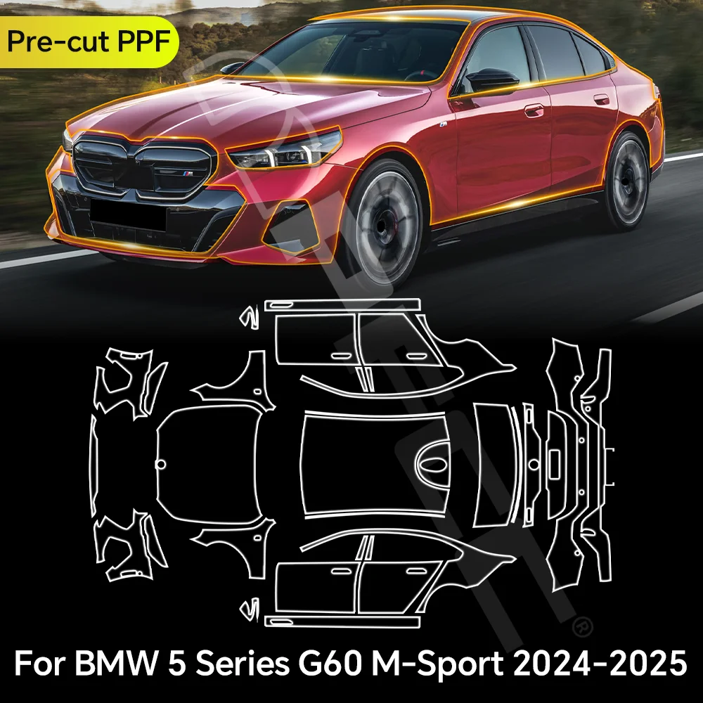 

For BMW 5 Series G60 M Sport 2024 2025 TPU Paint Protection Film Clear Bra Car Body Pre-cut PPF Anti-scratch Invisible Resistant