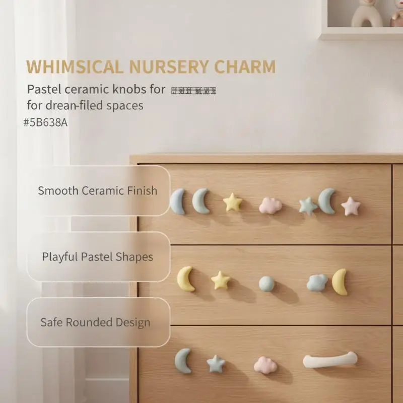 Ceramic Drawer Knobs Cute Vibrant Color Cabinet Pull Handles 15Pcs Bulk for Apartment Renovation Furniture Decoration