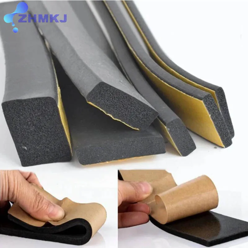 EPDM Self Adhesive Sponge Seal Strip Rubber Black Foam EVA Soundproof Anti-collision Seal Gasket For Cabinet Door Sealing Strips