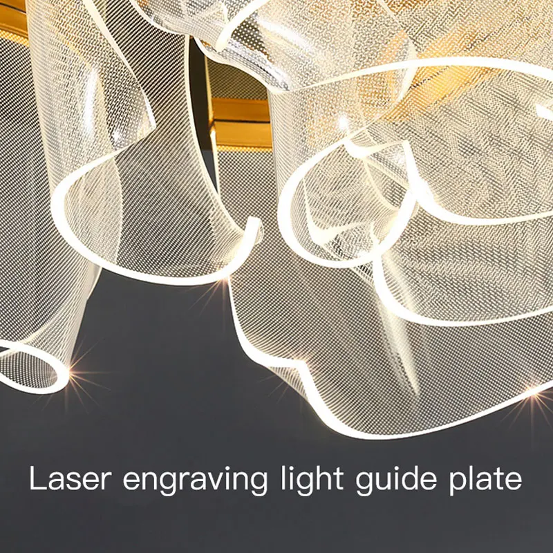 Modern LED Chandelier Nordic Creative Simple Light Luxury Gold Acrylic Ceiling Lamp