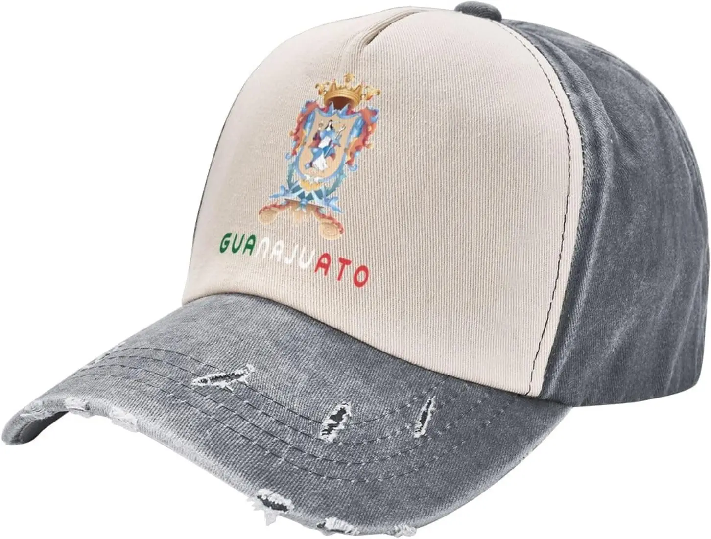 Guanajuato Mexico State Flag Unisex Vintage Washed Distressed Baseball Cap Patchwork Adjustable Dad Hat