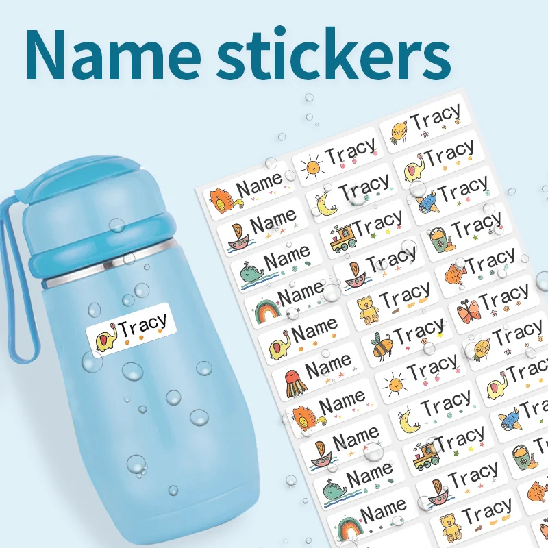 60/120/180/240pcs Waterproof Name Tag Stickers Customizable Personalized Labels for Children's School Stationery And Bottles