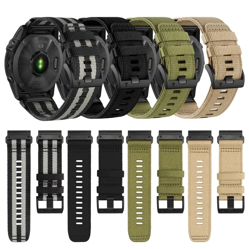 26 22mm Nylon QuickFit Watch Band Strap For Garmin Fenix 7 7X Pro 6 6X 5X 5Plus Epix Gen 2 Instinct 2X Replacement Bracelet Belt