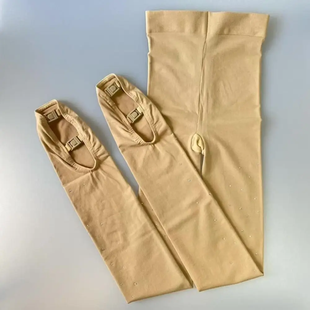 Rhinestone Figure Skating Pantyhose With Shoes Cover Girls Tights Ice Skating Pants Skin Tone Leotard Skating Socks