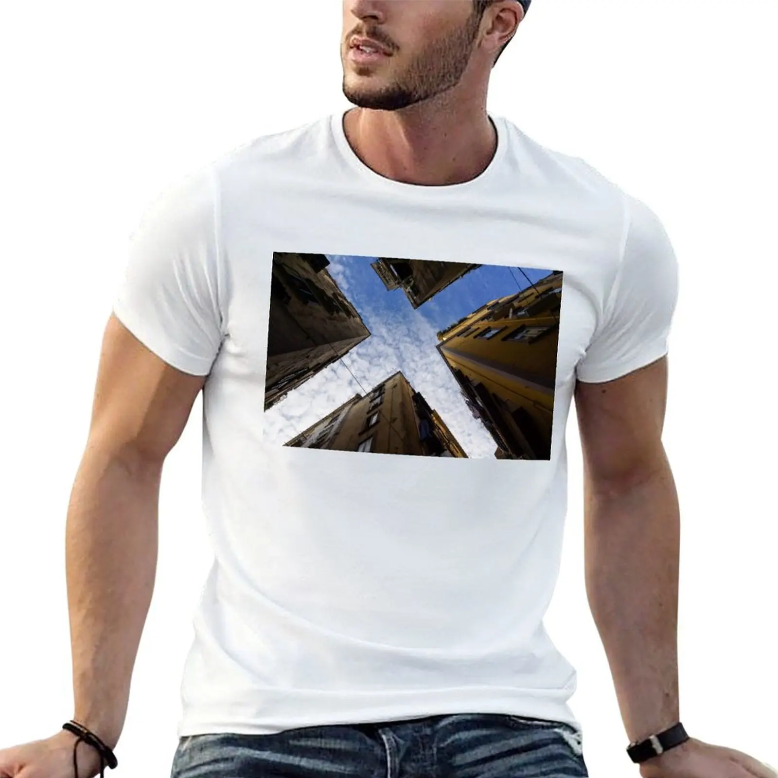Skyward in Naples Italy - Spanish Quarters Take Three T-Shirt blue lock Luxury man mens workout shirts