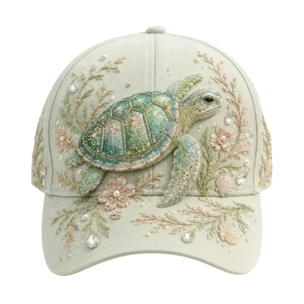 Fashion 3D Ocean Creatures Embroidery Cap Breathable Lightweight Baseball Cap Ethnic Style Adjustable Sports Sun Hat for Women