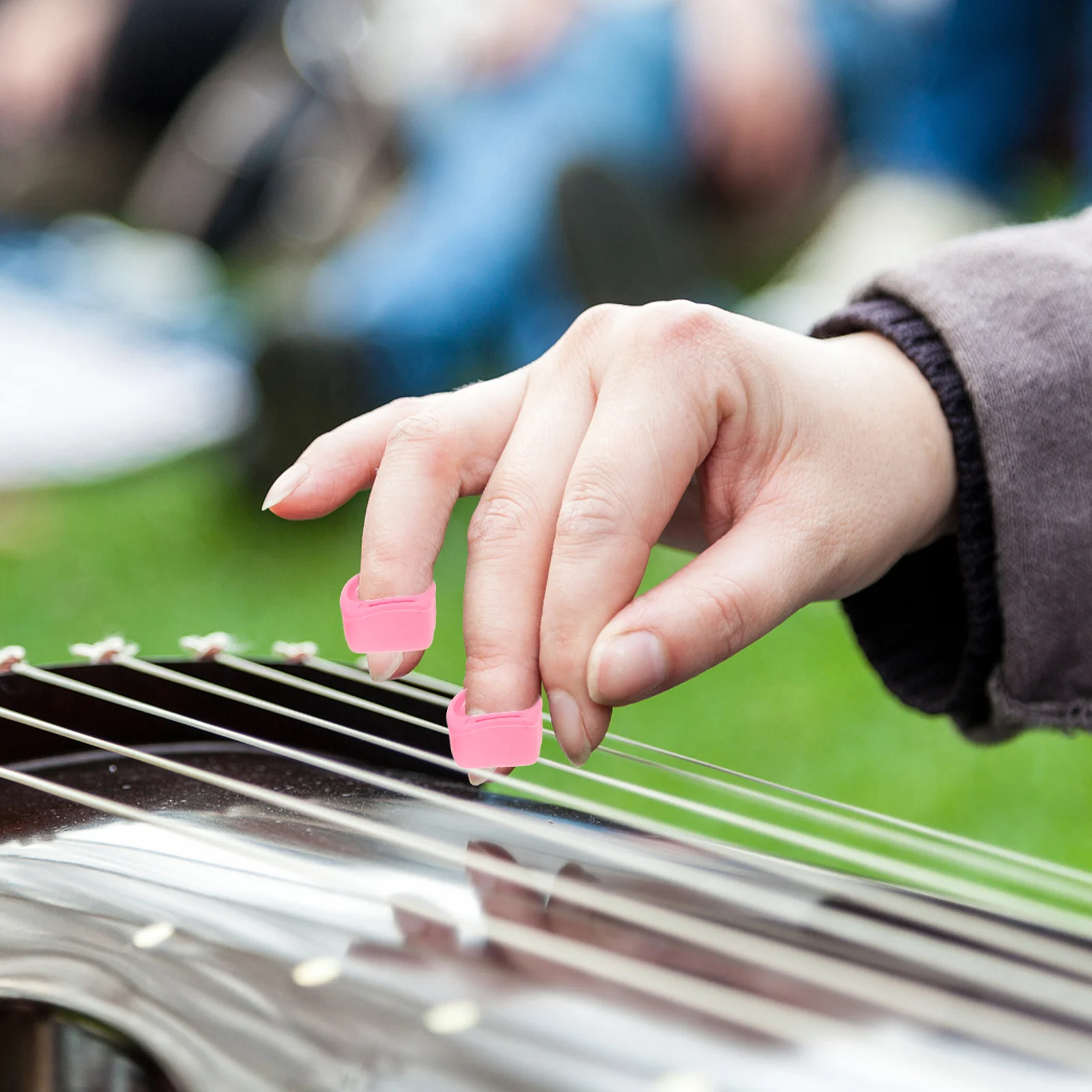 

8 Pcs Protectors Silicone Nail Cover Finger Sleeves Playing Guzheng Covers for Pink Silica Gel