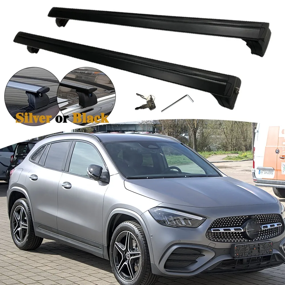 2PCS Aluminum Ajustable Crossbar Fit for Mercedes-Benz GLA H247 2020-2025 Cross Bar Flush Roof Rack Luggage Cargo Carrier Lock