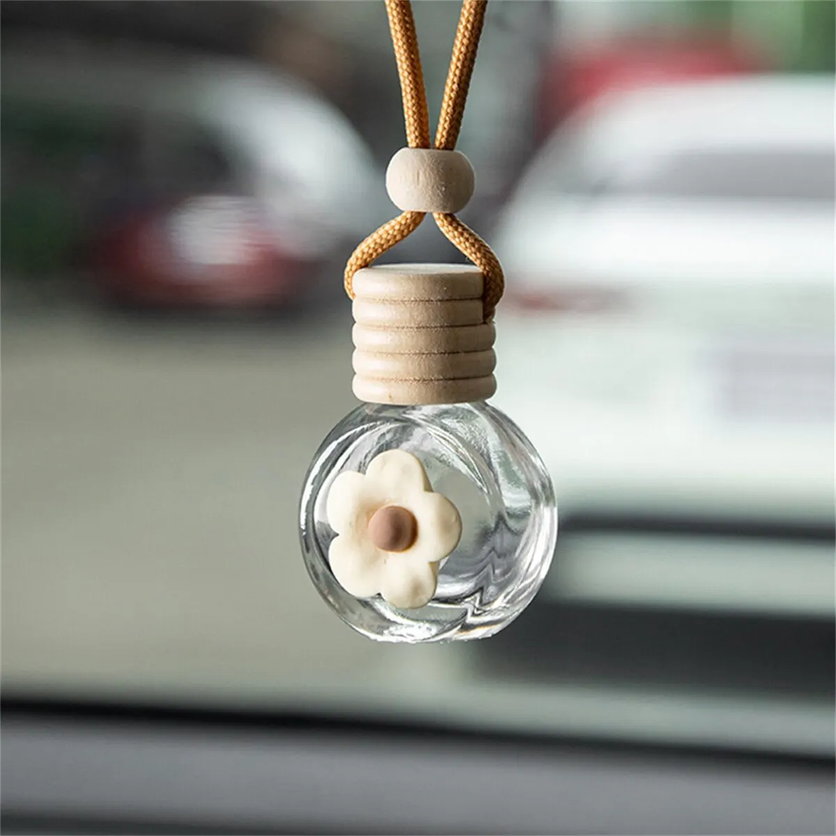 Cartoon Car Perfume Bottle Flat Circular Interior Decoration Empty Bottle Pendant Does Not Contain Liquid