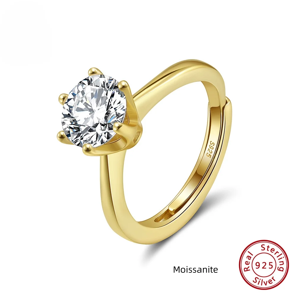

GRA Certified 1-4CT Moissanite 925 Sterling Silver Round Eternal Ring Wedding Ring Jewelry Gift