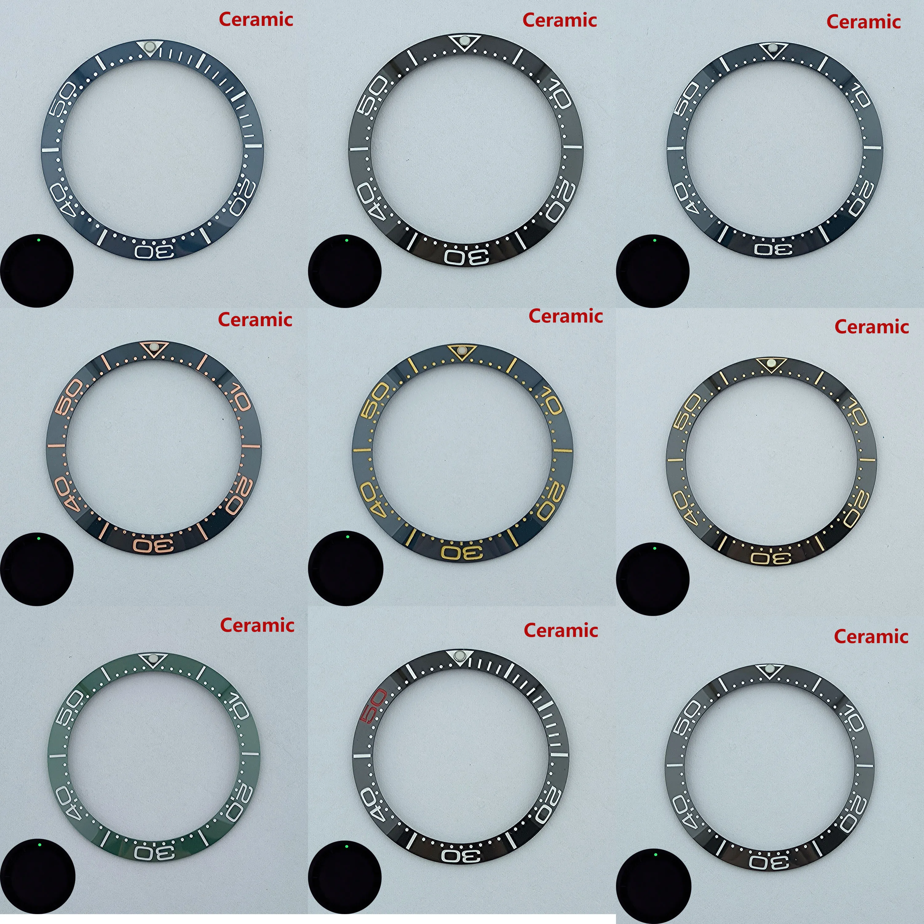 38mm ceramic High quality bezel green luminous insert bezel bezel is tilted for 40mm watch accessory repair tools