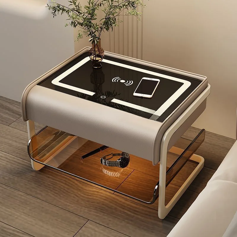 Acrylic Nightstand Modern Minimalist Bedside Table with Drawers Multifunctional Storage Shelf Compact Bedroom Display Cabinet