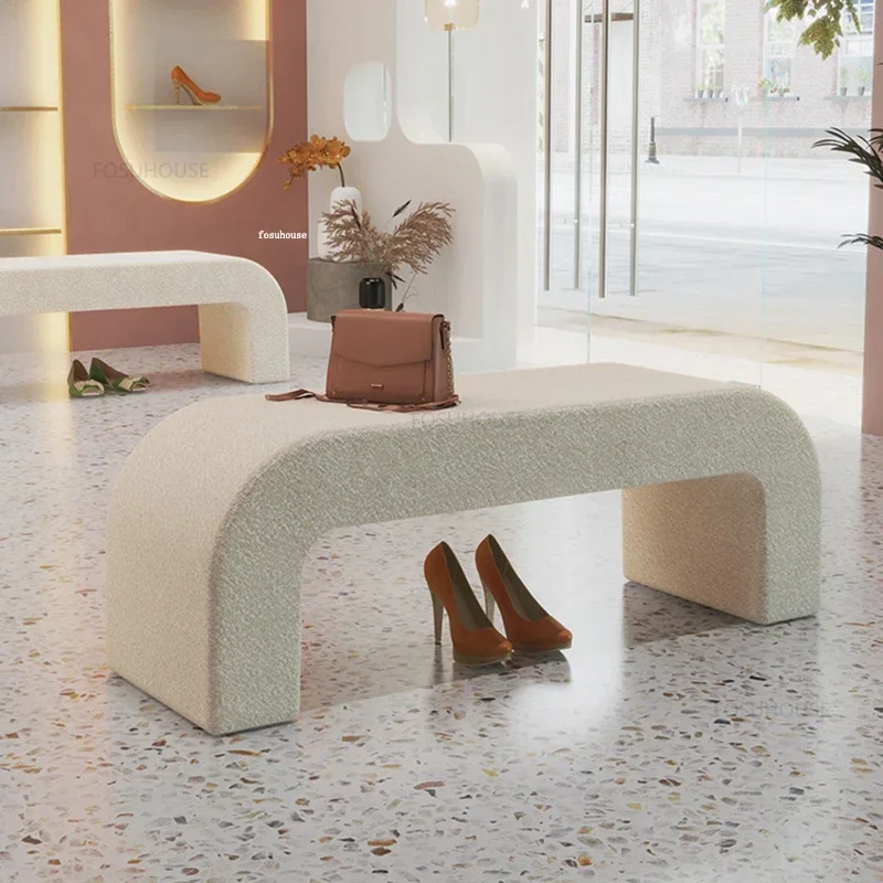 Nordic Entrance Shoe Changing Stools Modern Home Furniture Simple Bed End Ottoman cashmere Bench Living