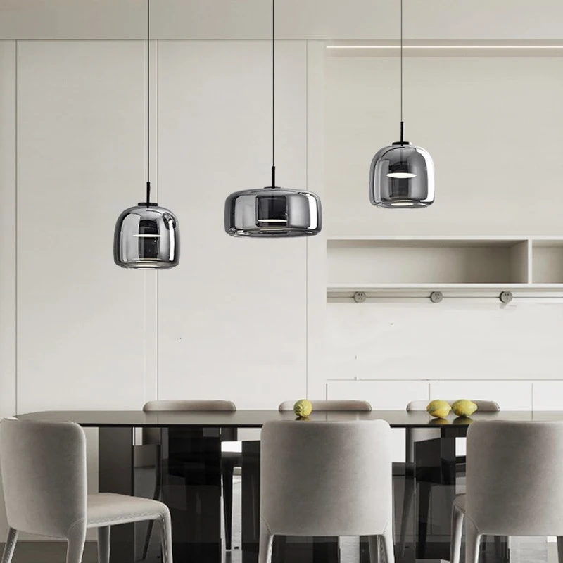 

Modern Smoky Grey Glass Chandelier Pendant Light Restaurant Bar Kitchen Island Lamp Bedroom Bedside Lamp Home Decro Lighting LED