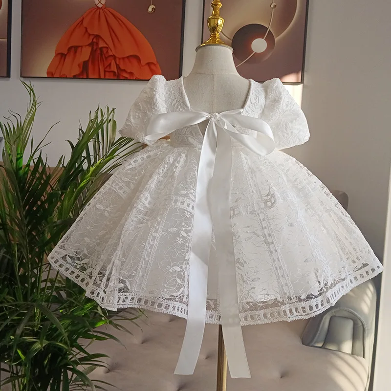 Fashion Baby Girl Princess Lace Tutu Dress Infant Toddler Child Puff Sleeve Embroidery Vestido Party Birthday Baby Clothes 1-12Y