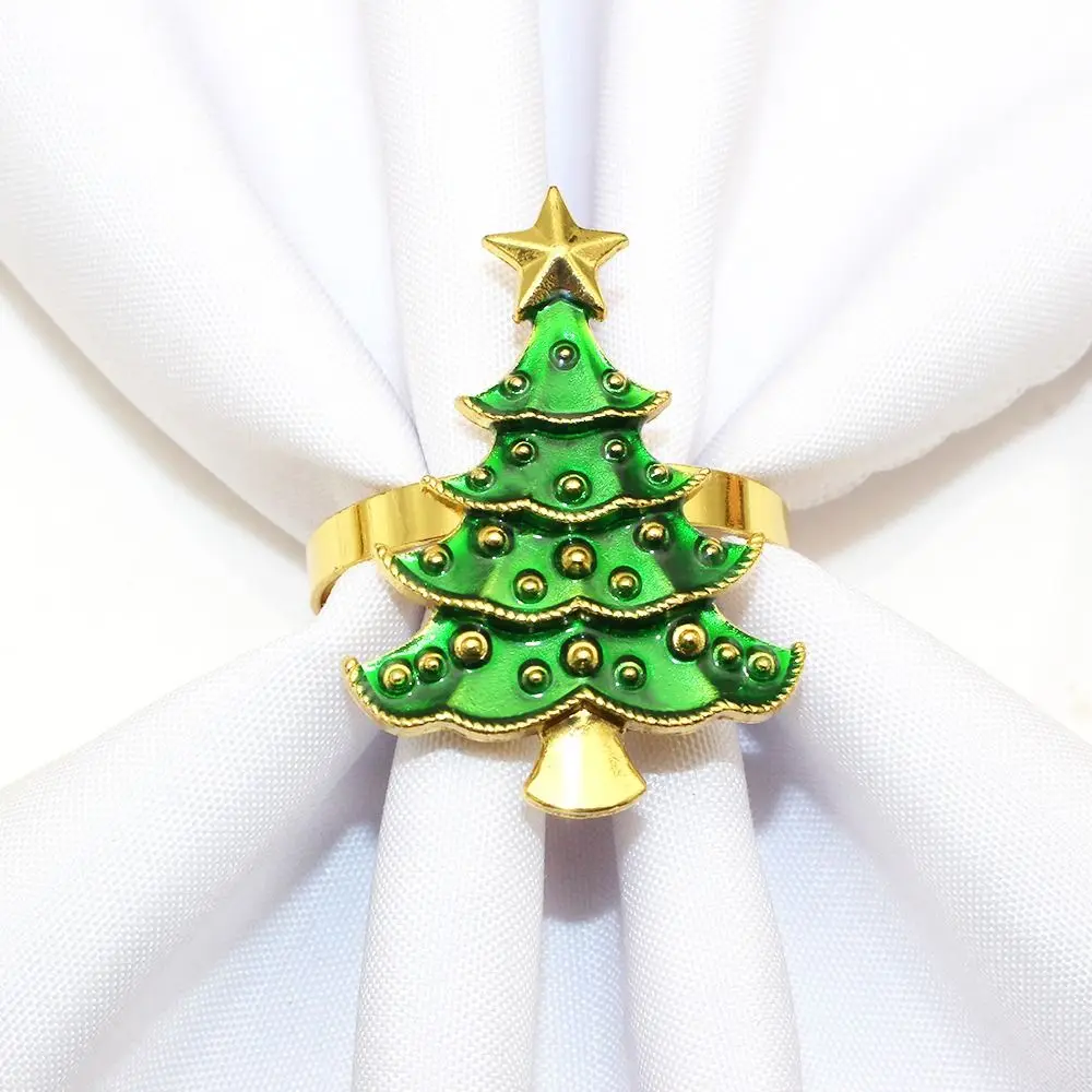 Creative Christmas Tree Napkin Ring Metal Green Tree Napkin Buckle Party Supplies