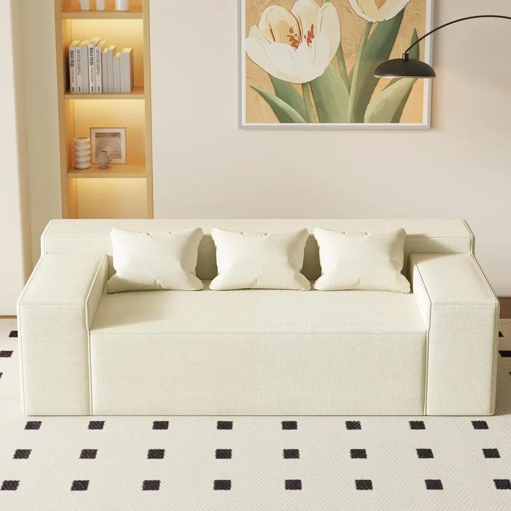 3-seater sofa, boxed hybrid sofa with no assembly required, comfortable sofa with 3 matching pillows, cat-resistant sheets