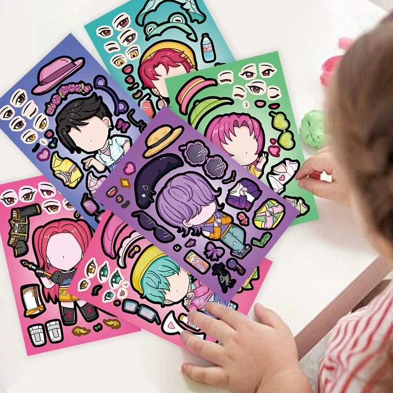 8/16/24 قطعة الكرتون الساحرة هانت ملصق لغز DIY بها بنفسك لغز جعل وجه الكتابة على الجدران ملصق K-POP