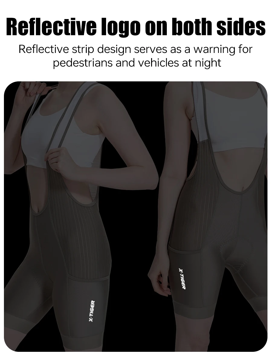 X-TIGER Trägerhose für Damen, 5D dicke Polsterung, Mountainbike- und Rennrad-Trägerhose, Sommer UV-Schutz, professionelle Radlerhose – Detail 7