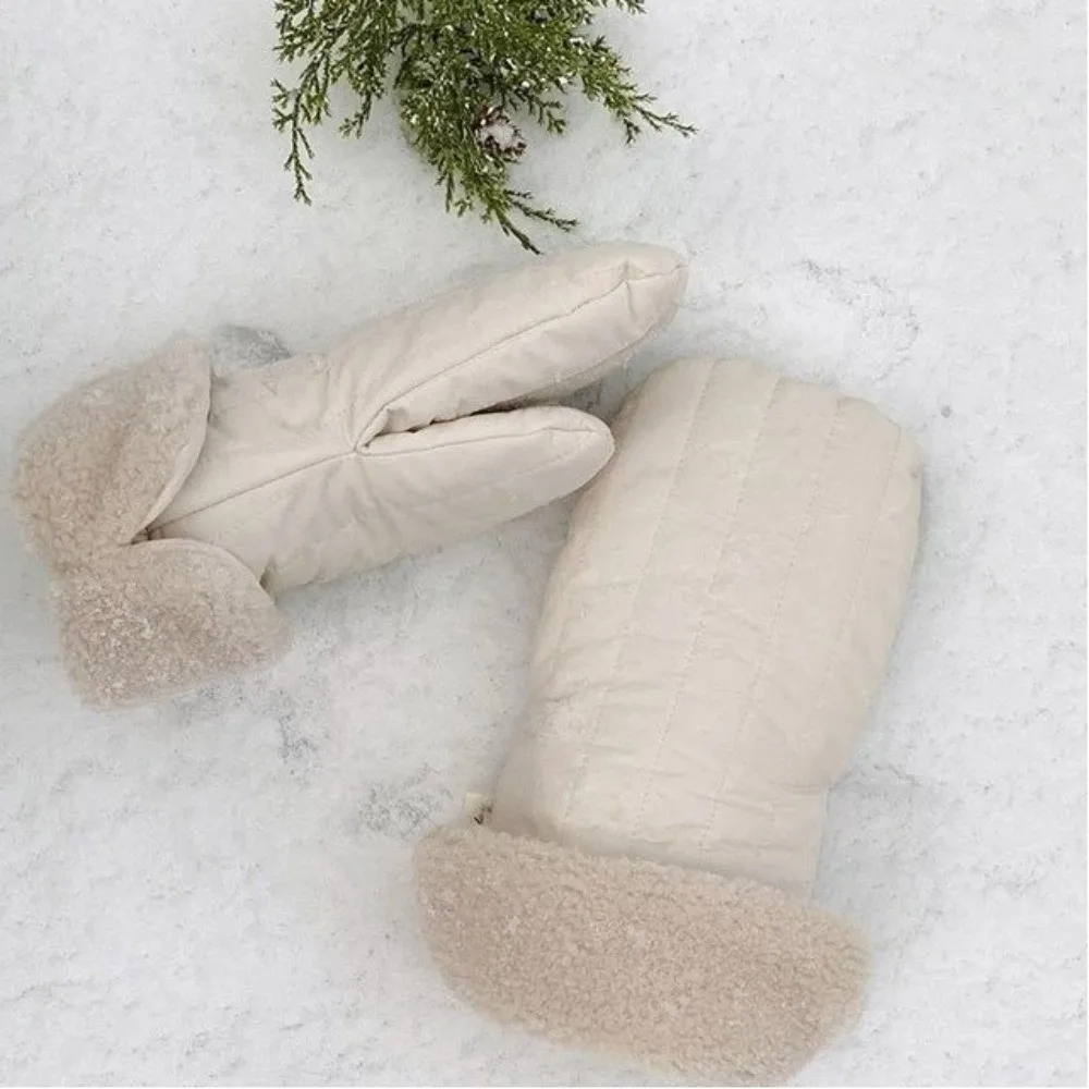 Fleece Lined Stroller Gloves Windproof Anti Freeze Stroller Handlebar Gloves Keep Warm Thickened Stroller Mittens Outdoor