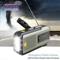 New Weather Radio Emergency Multifunctional Radio FM AM WB Hand Crank Solar USB Charging 2000mAh Power Bank LED Flashlight Torch