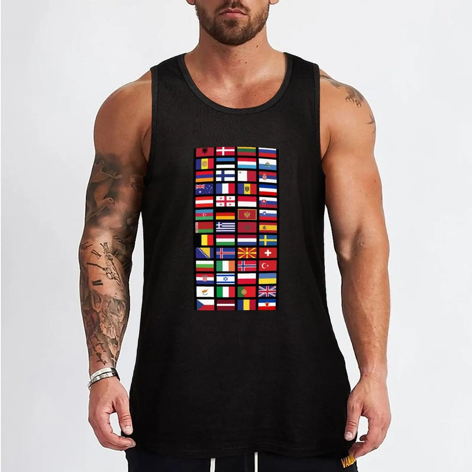 Flags of Eurovision Tank Top sleeveless gym shirts male gym clothes man fitness gym Men's clothing brands