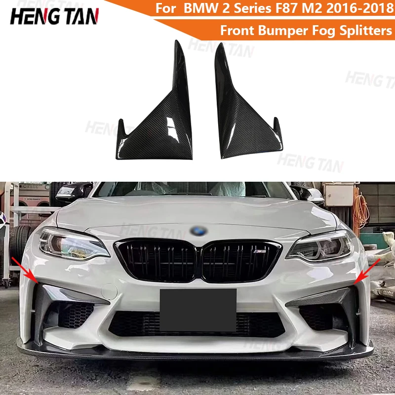 

For BMW 2 Series F87 M2 Coupe 2 Door 2016-2018 Carbon Fibre Front Bumper Fog Splitters Apron Flaps Air Vent Upgrade Body kit