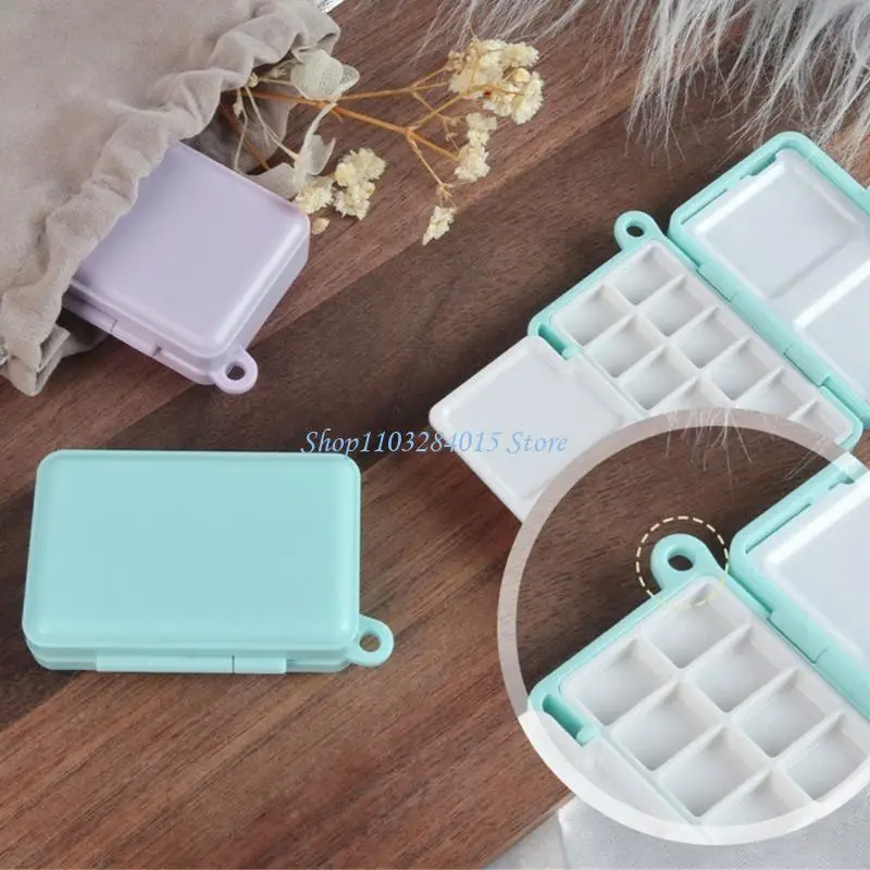 R6FF 12 Well Folding Paint Palette Box Watercolor Paint Palette Portable Paint Case