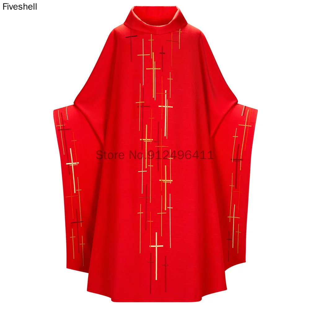 Men's Retro Priest Monk Halloween Cosplay Costume Cross Print Medieval Muslim Dress Missionary Cloak Cape Halloween Party Robe