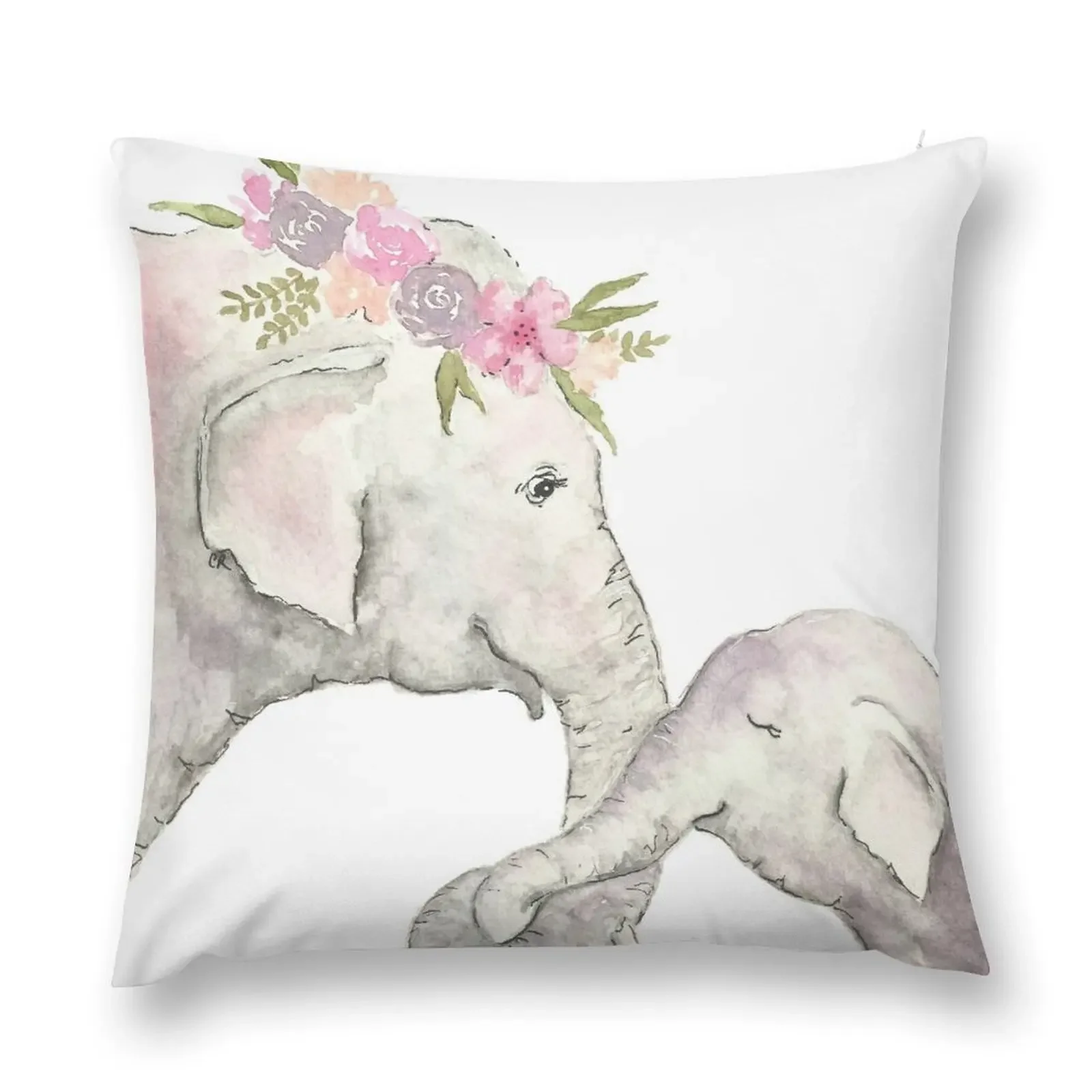 

Elephant mother and baby watercolor Throw Pillow Christmas Cushion For Home Embroidered Cushion Cover Cushions Cover pillow