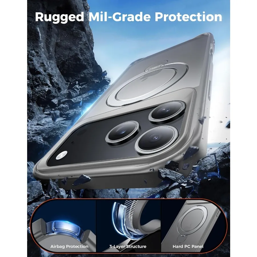 حامل مغناطيسي 360 درجة متوافق مع حافظة iPhone 17 Pro Max لهاتف 6.9 موديلات حماية من السقوط عسكرية مقاومة للصدمات وشفافة #4