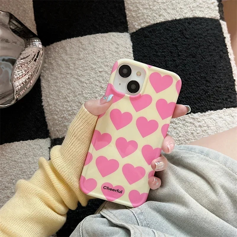 Cute Love Heart IMD Protective Phone Cases for Iphone 16 14 Pro Max 11 12 13 Pro Max 12 Pro 15 Shockproof Soft TPU Cover Bumper